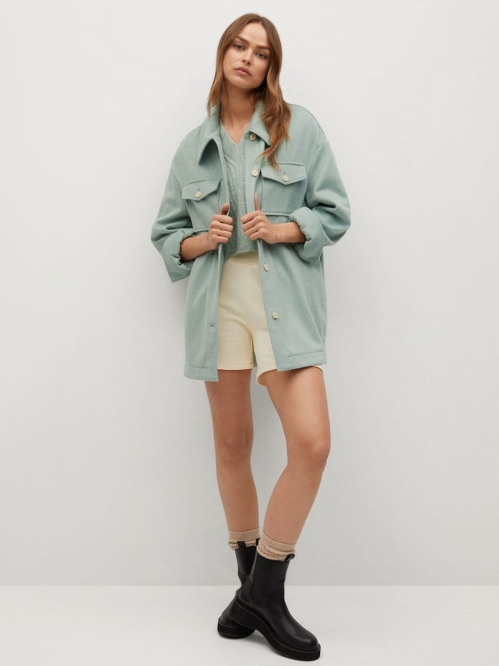 NWOT Mango Oversized Wool Blend Overshirt Size XS/Small - Picture 3 of 14